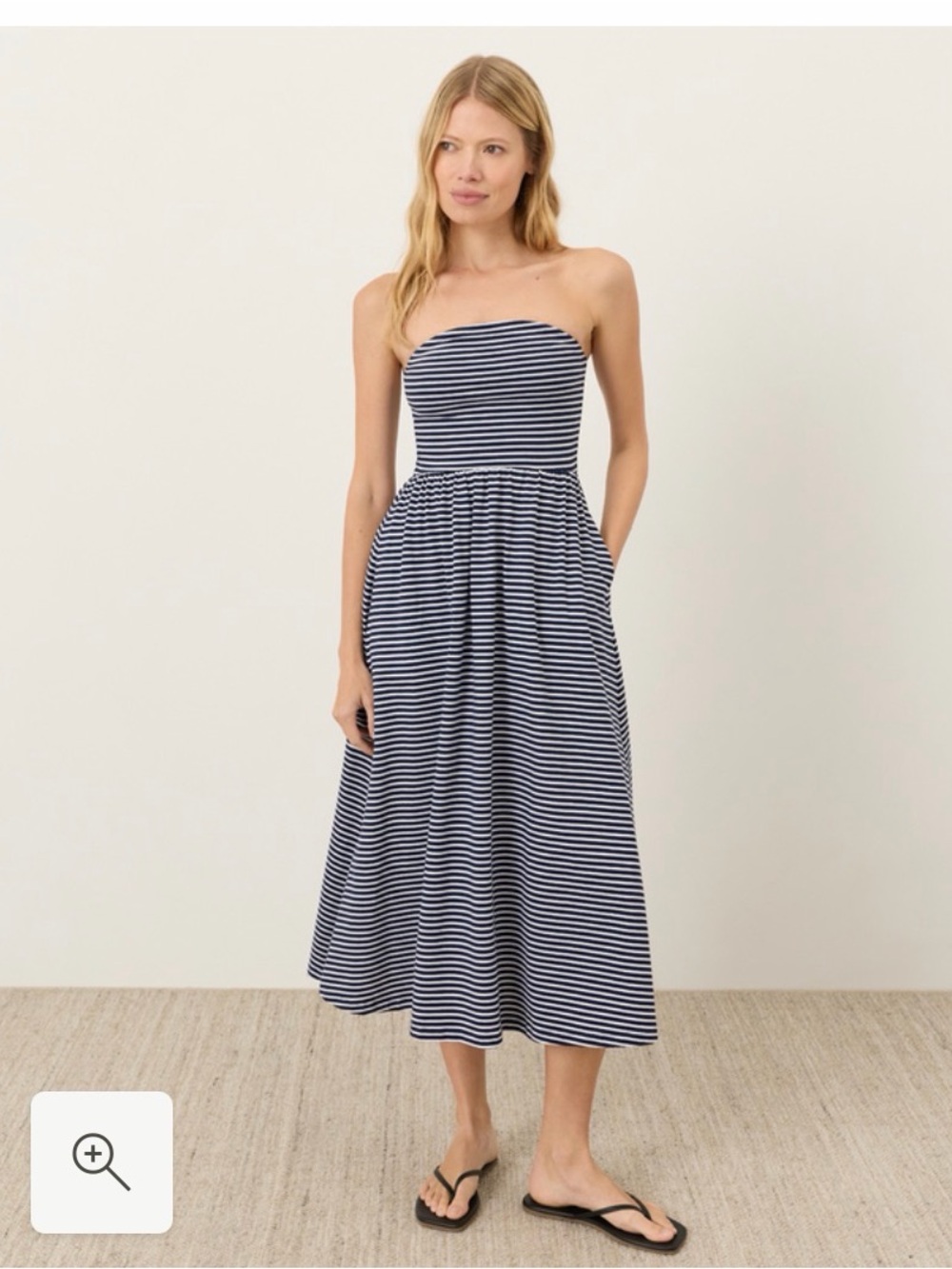 Pact Strapless Navy and White Midi Sundress - Picture 1 of 2